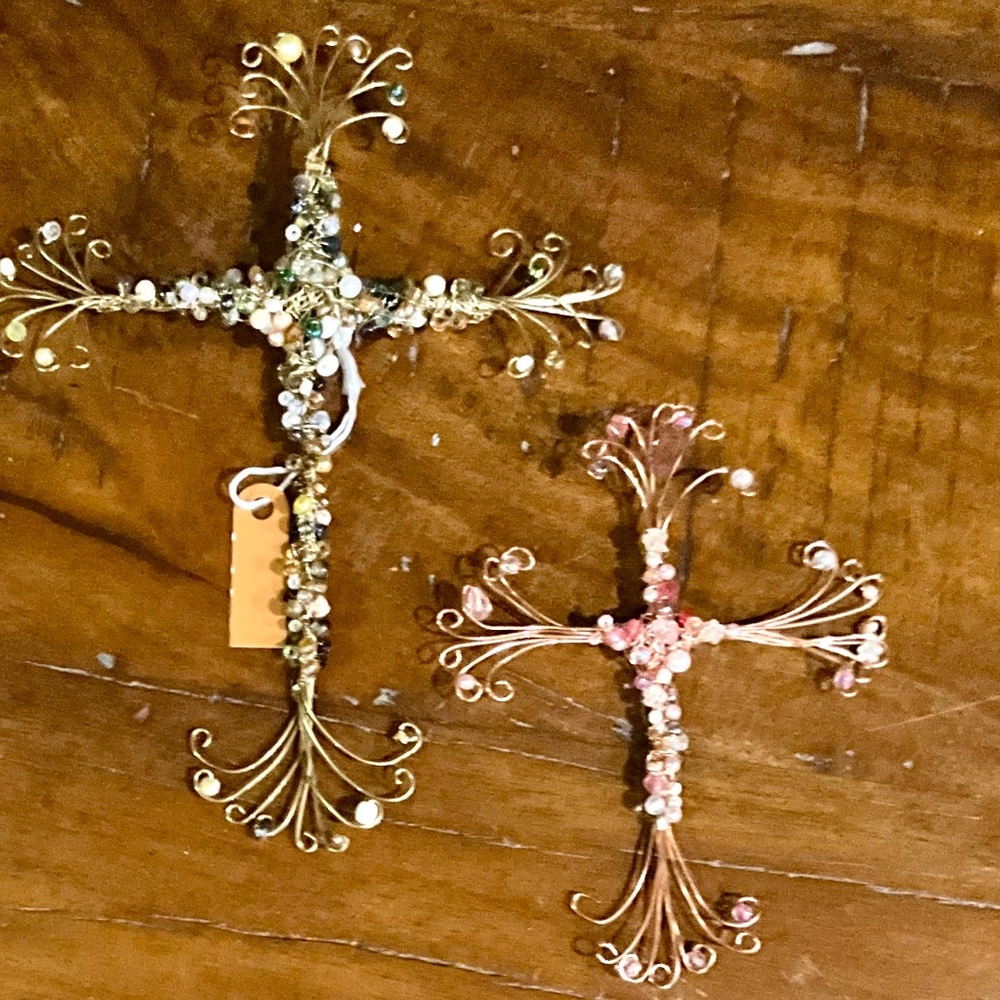 Gorgeous Custom Copper Swarovski Crystal & Gemstones Crosses  NWT